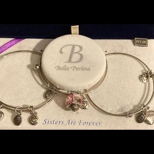 Forever Sisters Bella Perlina 3 Charm Bracelet Set NIB